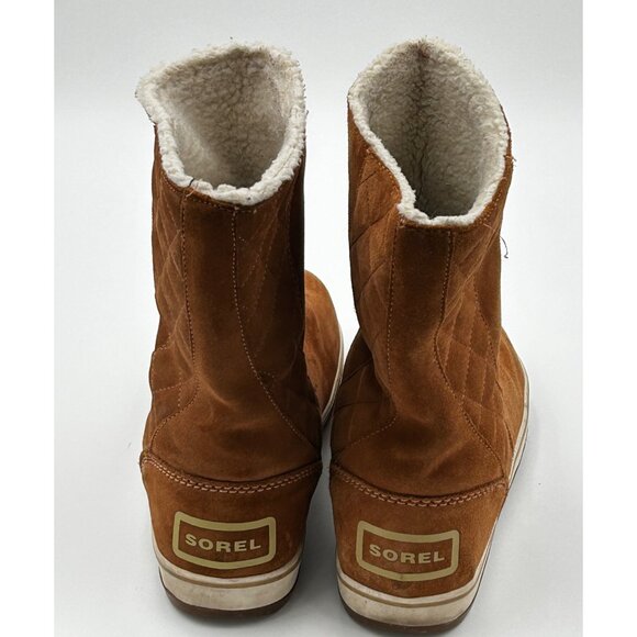 Sorel "Glazy" Boots Women’s US 11 Tan Waterproof Suede Faux-Fur Lined Boots - Picture 7 of 15